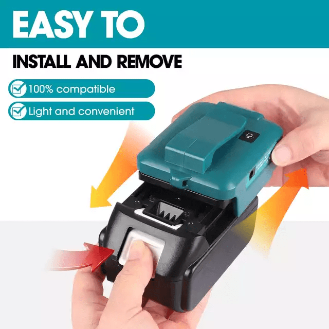 ADAPTADOR USB PARA CARGA CELULAR 5V 2.1A + LINTERNA PARA MAKITA ADP05BMKT3