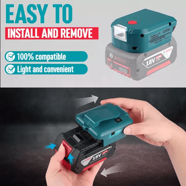 ADAPTADOR USB PARA CARGA CELULAR 5V 2.1A + LINTERNA PARA BOSCH BS070BCH4