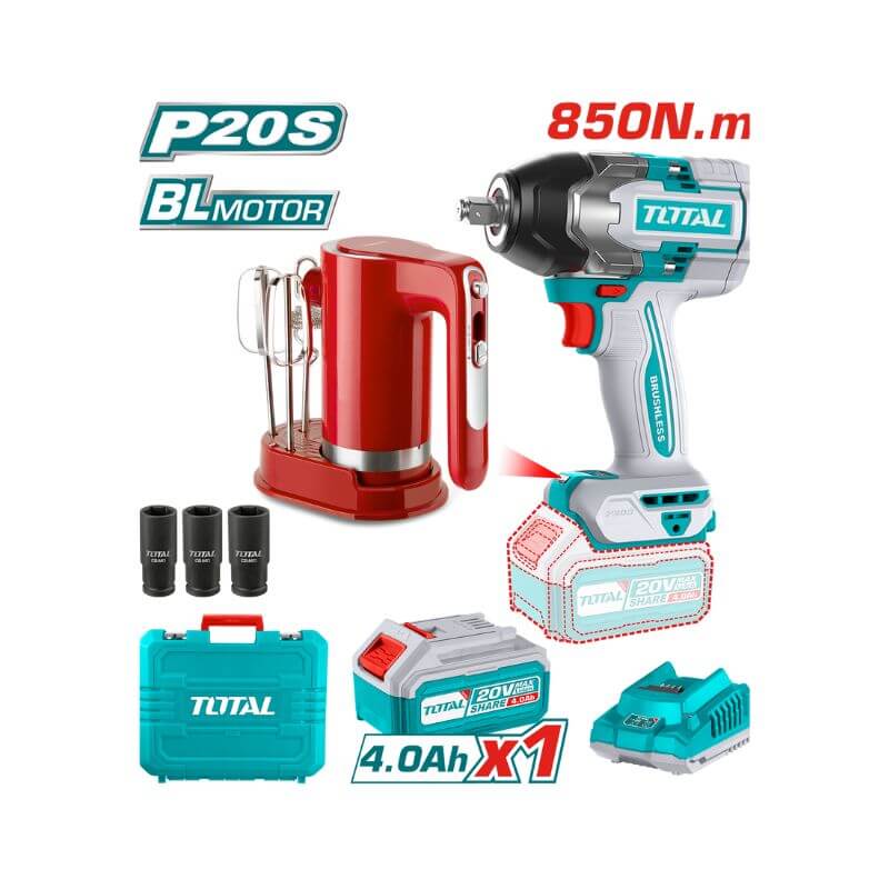 LLAVE DE IMPACTO 850NM  20V + BATIDORA INALAMBRICA TOTAL / TOSLI2403131