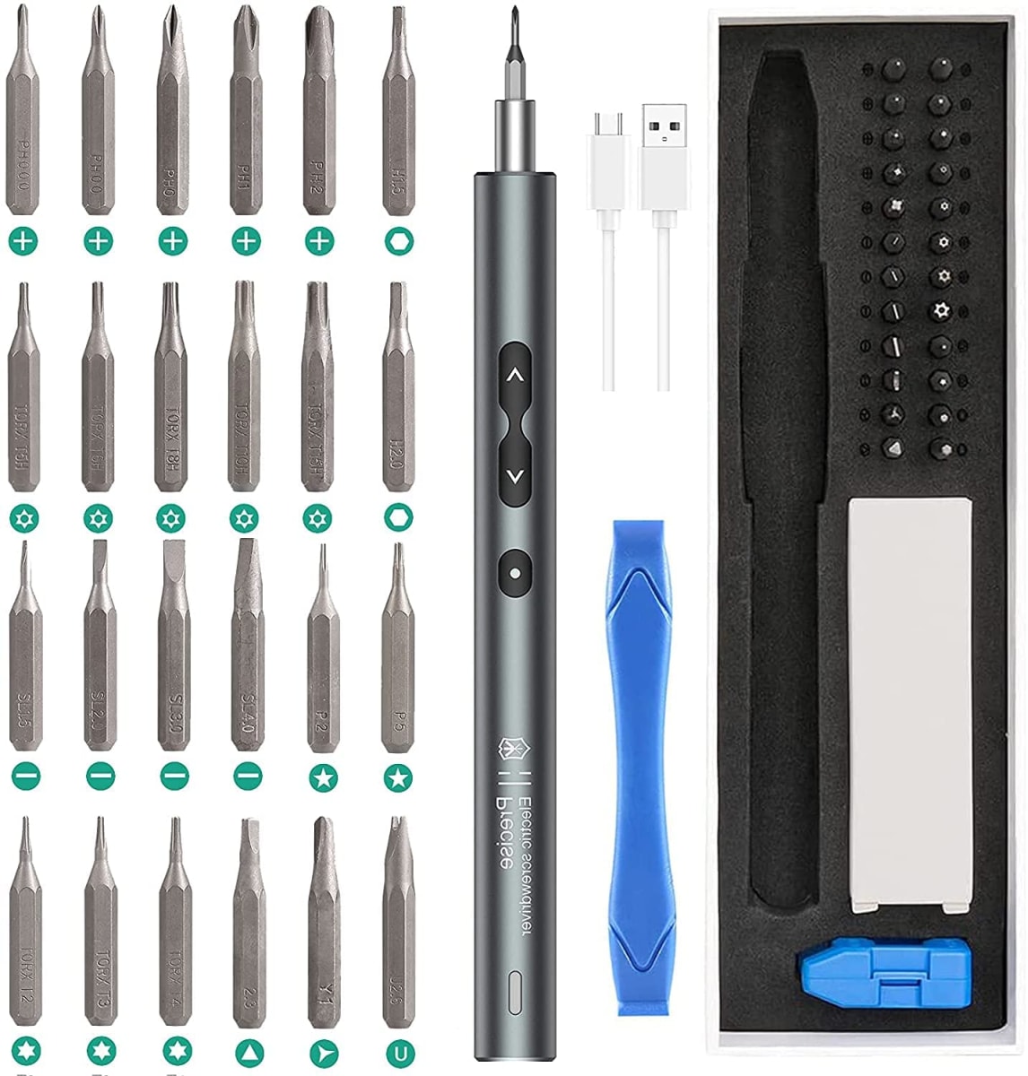DESTORNILLADOR ELÉCTRICO DE PRECISIÓN 28 EN 1, KIT DE REPARACIÓN CELULARES , LAPTOPS , LENTES ,ETC2