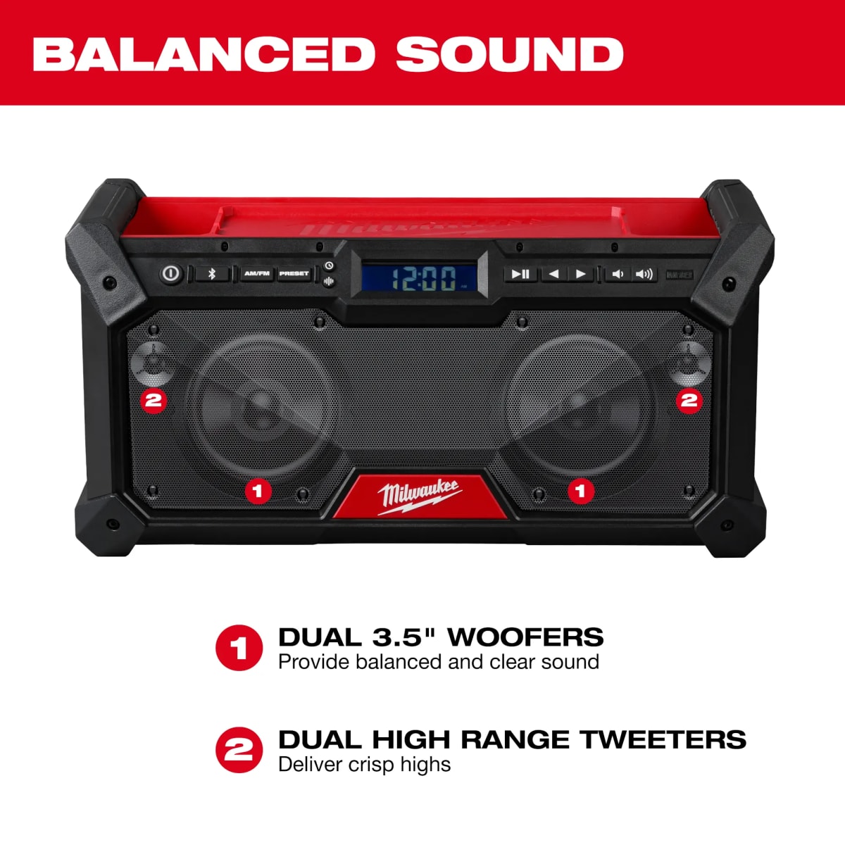 RADIO PARA EL LUGAR DE TRABAJO M18 BLUETOOTH AM/FM BARETOOLS1