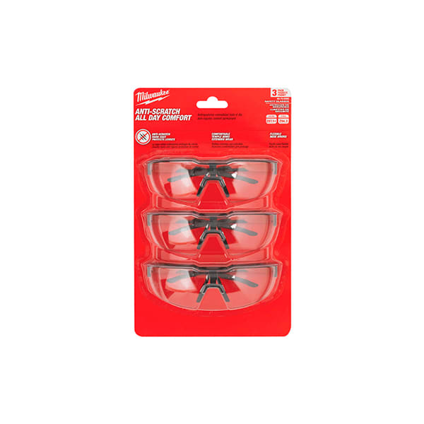 KIT DE 3 LENTES DE SEGURIDAD ANTI-RAYADURAS MILWAUKEE 48-73-20522