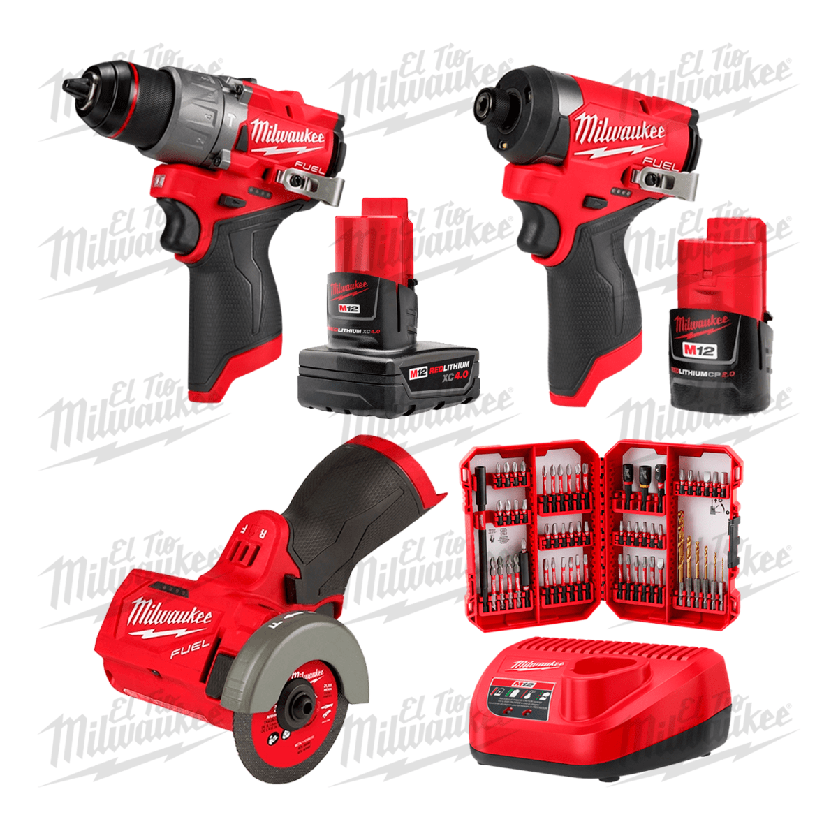 COMBO BRUSHLESS M12 FUEL + HERRAMIENTA DE CORTE COMPACTA + JUEGO DE PUNTERAS 60 PCS1
