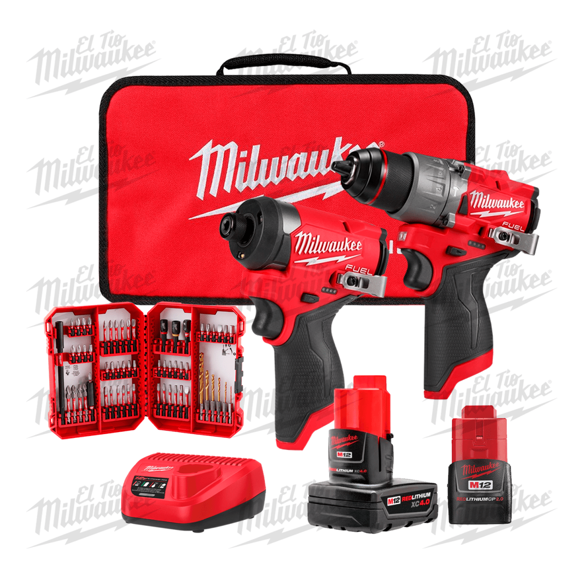 KIT COMBINADO BRUSHLESS M12 FUEL + SET DE ACCESORIOS 60 PCS MILWAUKEE - 3497-22-401