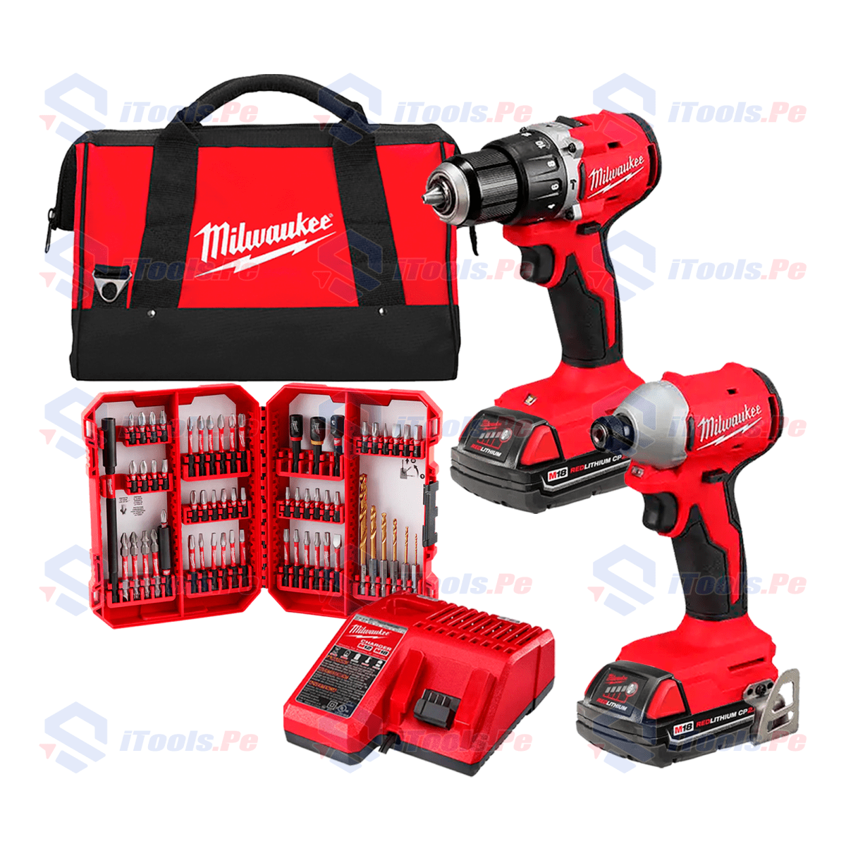 COMBO INICIO BRUSHLESS M18 MILWAUKEE 3610-259 + SET DE ACCESORIOS 60 PCS1