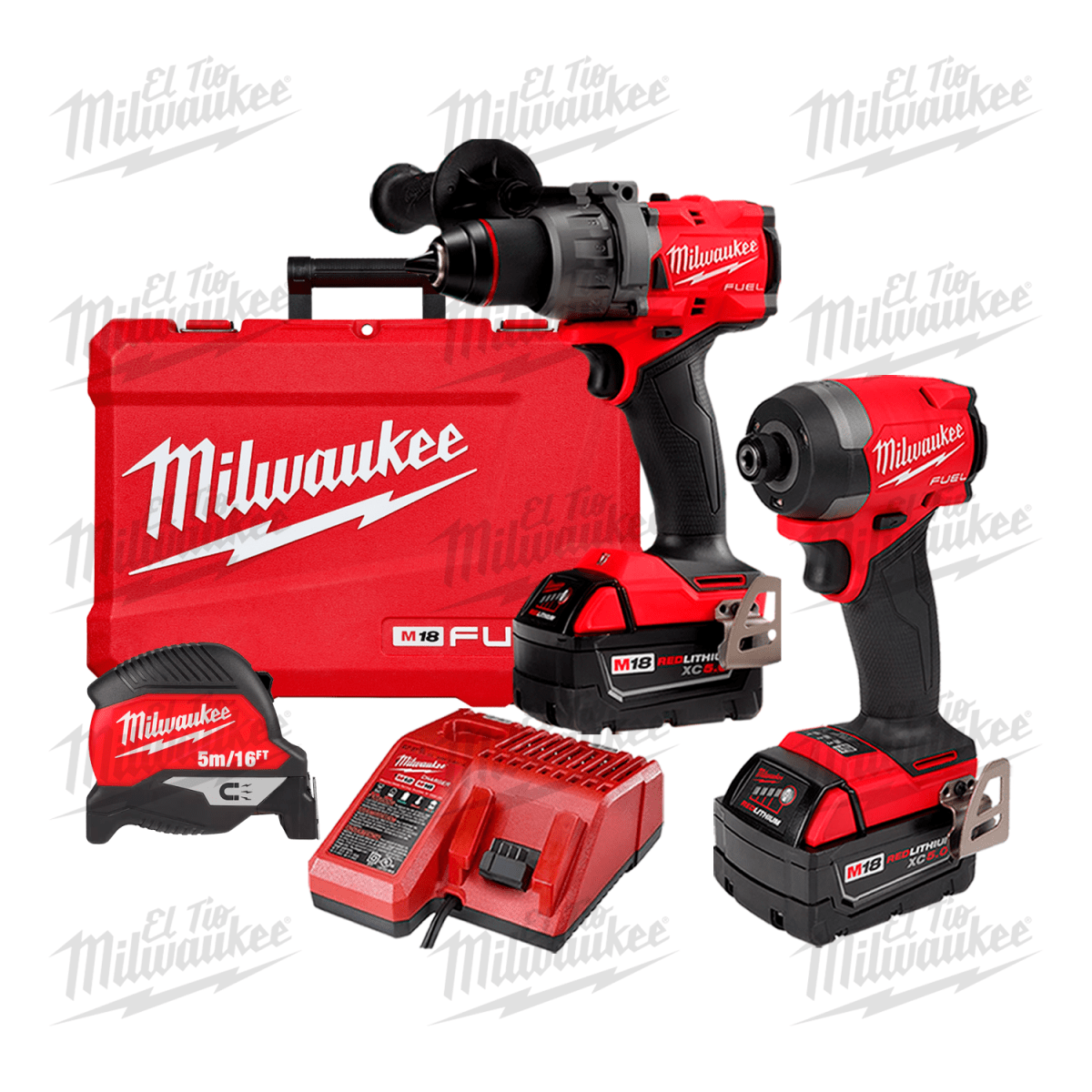 KIT BRUSHLESS M18 FUEL TALADRO + ATORNILLADOR + CINTA MÉTRICA MAGNÉTICA 5MT MILWAUKEE1