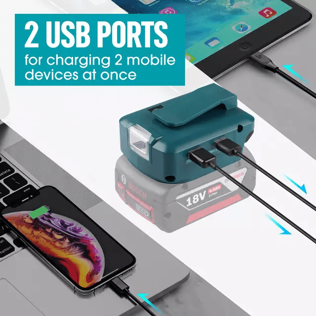 ADAPTADOR USB PARA CARGA CELULAR 5V 2.1A + LINTERNA PARA BOSCH BS070BCH5