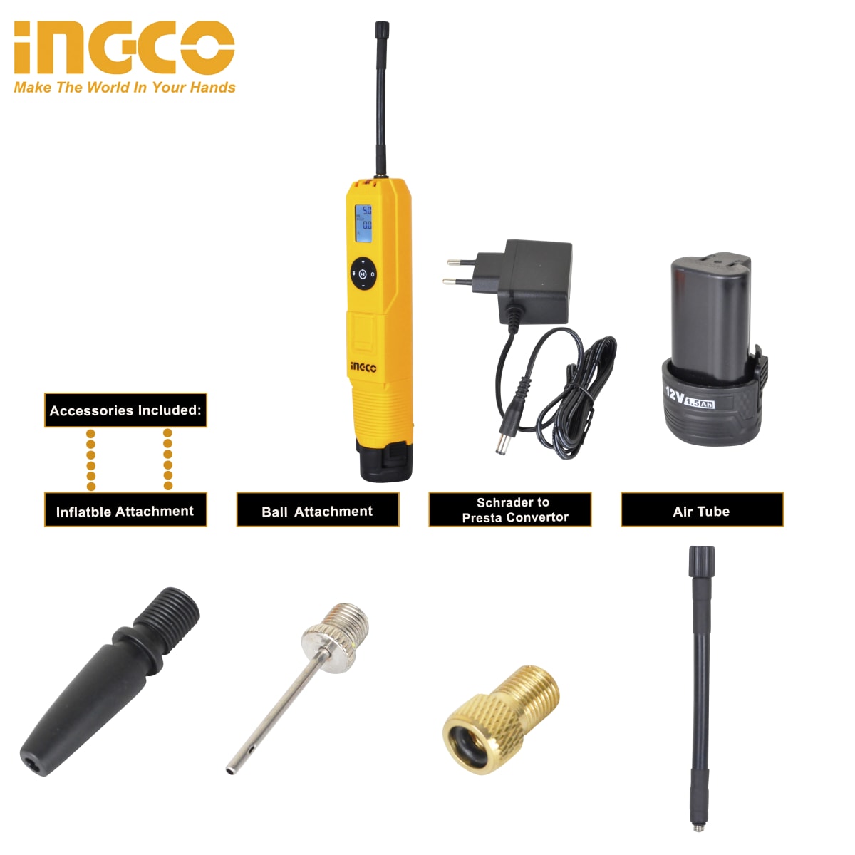 MINI COMPRESOR INFLADOR A BATERIA 12V INGCO CACLI12011 SUPER SELECT3