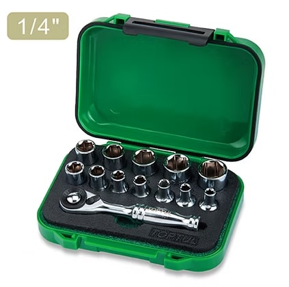 JUEGO DE DADOS 1/4” 13 PZS HEXAGONAL 4 MM A 13 MM CON MINI RATCHET/ GABW13011