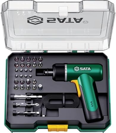 DESTORNILLADOR ELÉCTRICO INALÁMBRICO SATA 3.7V TIPO PISTOLA CON KIT DE 32 PIEZAS / ST1510521