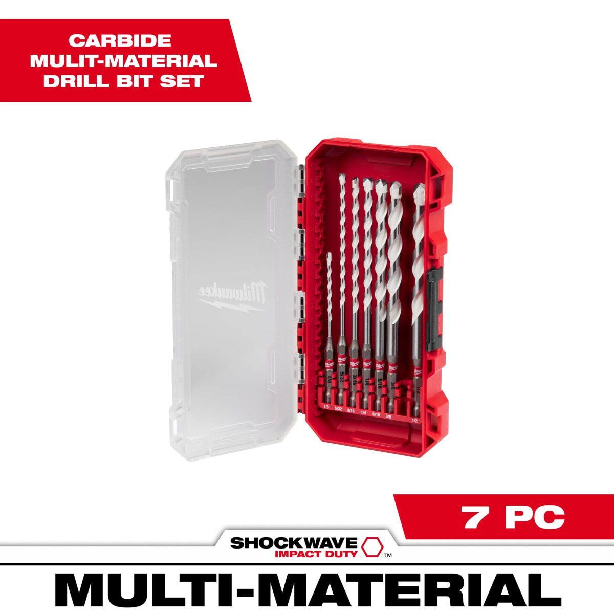 Kit de brocas de carburo para múltiples materiales SHOCKWAVE Impact Duty™, 7 piezas 48-20-88991