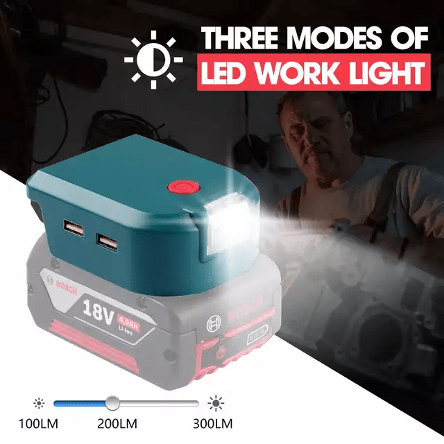 ADAPTADOR USB PARA CARGA CELULAR 5V 2.1A + LINTERNA PARA BOSCH BS070BCH2