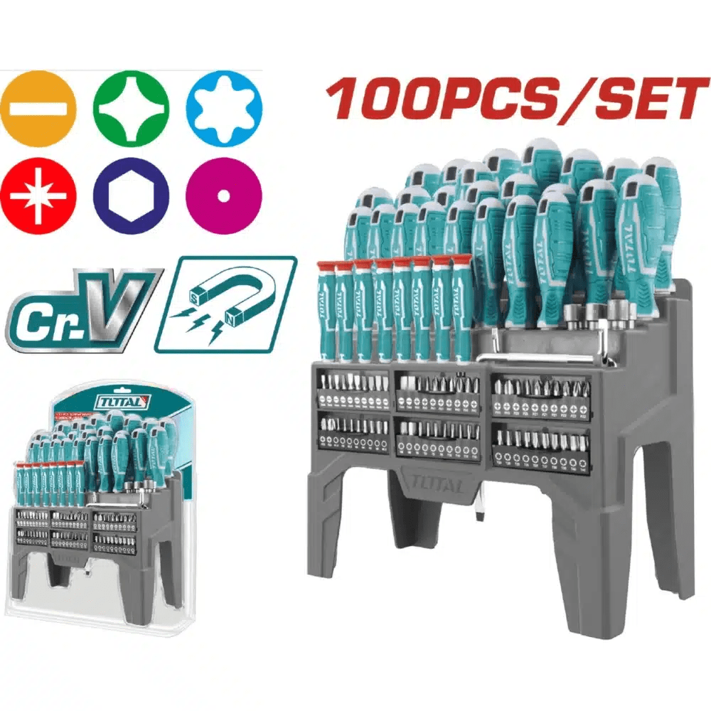 SET DE DESTORNILLADORES TOTAL THT2506100 CR-V 100PCS2