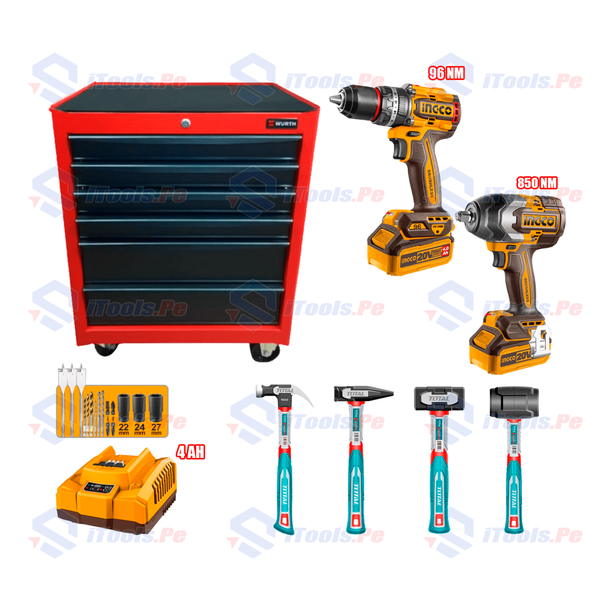 PACK CARRO PORTA HERRAMIENTAS WURTH 7 PZS1