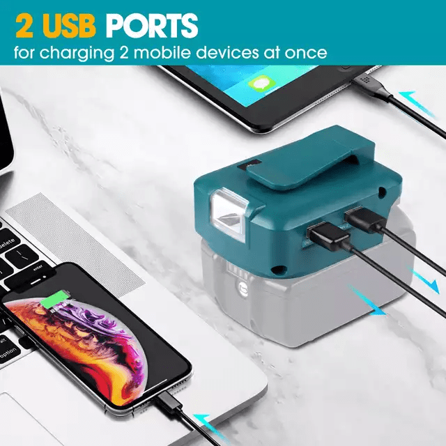 ADAPTADOR USB PARA CARGA CELULAR 5V 2.1A + LINTERNA PARA MAKITA ADP05BMKT4