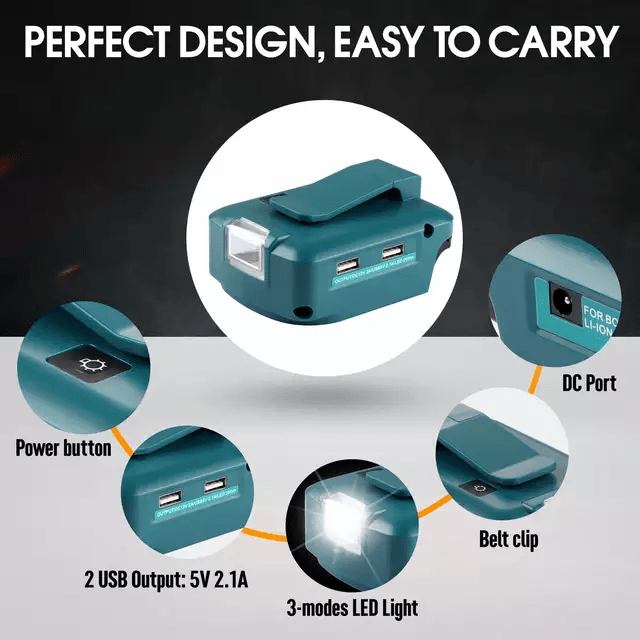 ADAPTADOR USB PARA CARGA CELULAR 5V 2.1A + LINTERNA PARA BOSCH BS070BCH7