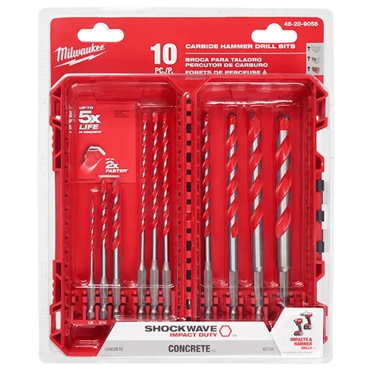 Kit de 10 piezas de brocas de carburo para taladro percutor SHOCKWAVE Impact Duty™ 48-20-90582