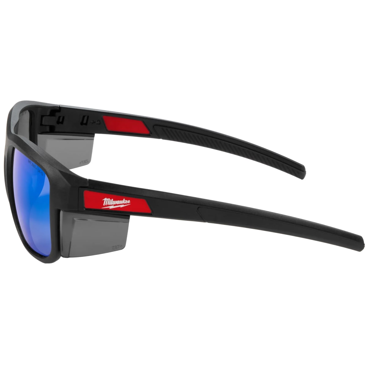 LENTES DE SEGURIDAD DE MONTURA COMPLETA CON PROTECTORES LATERALES EXTRAÍBLES, AZULES ESPEJADAS ANTIRRAYAS / 48-73-25102