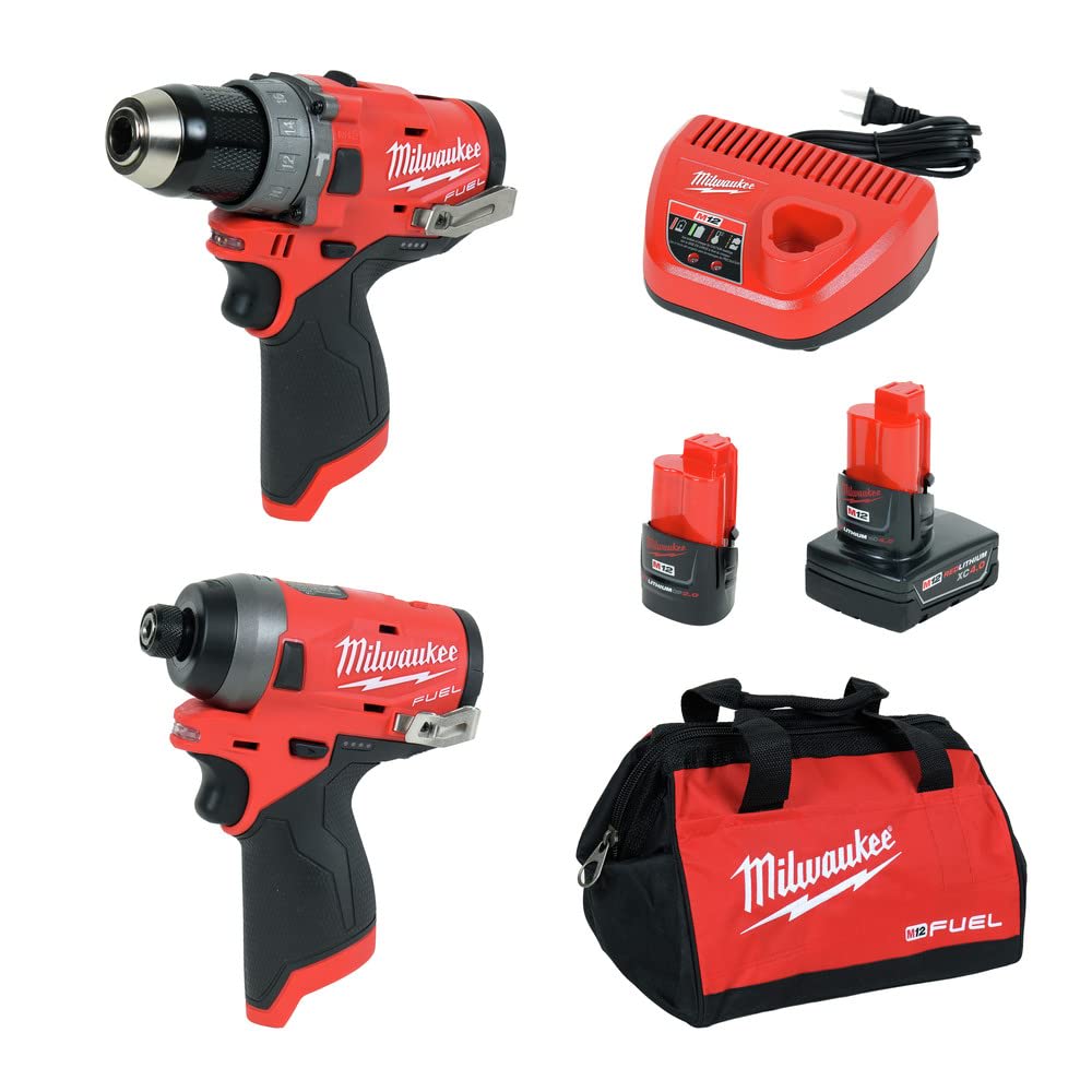COMBO MILWAUKEE FUEL 2598-22 DE TALADRO PERCUTOR ½ CON ATORNILLADOR DE IMPACTO ¼ DE 12 VOLTIOS BRUSHLESS1
