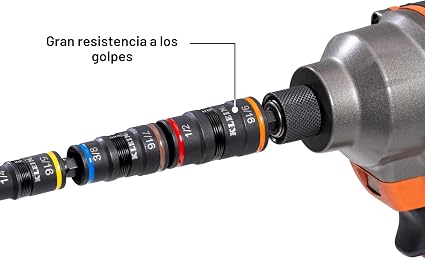JUEGO DE DADOS DE IMPACTO ABATIBLES SAE Y MÉTRICOS 12 MEDIDAS 1/4