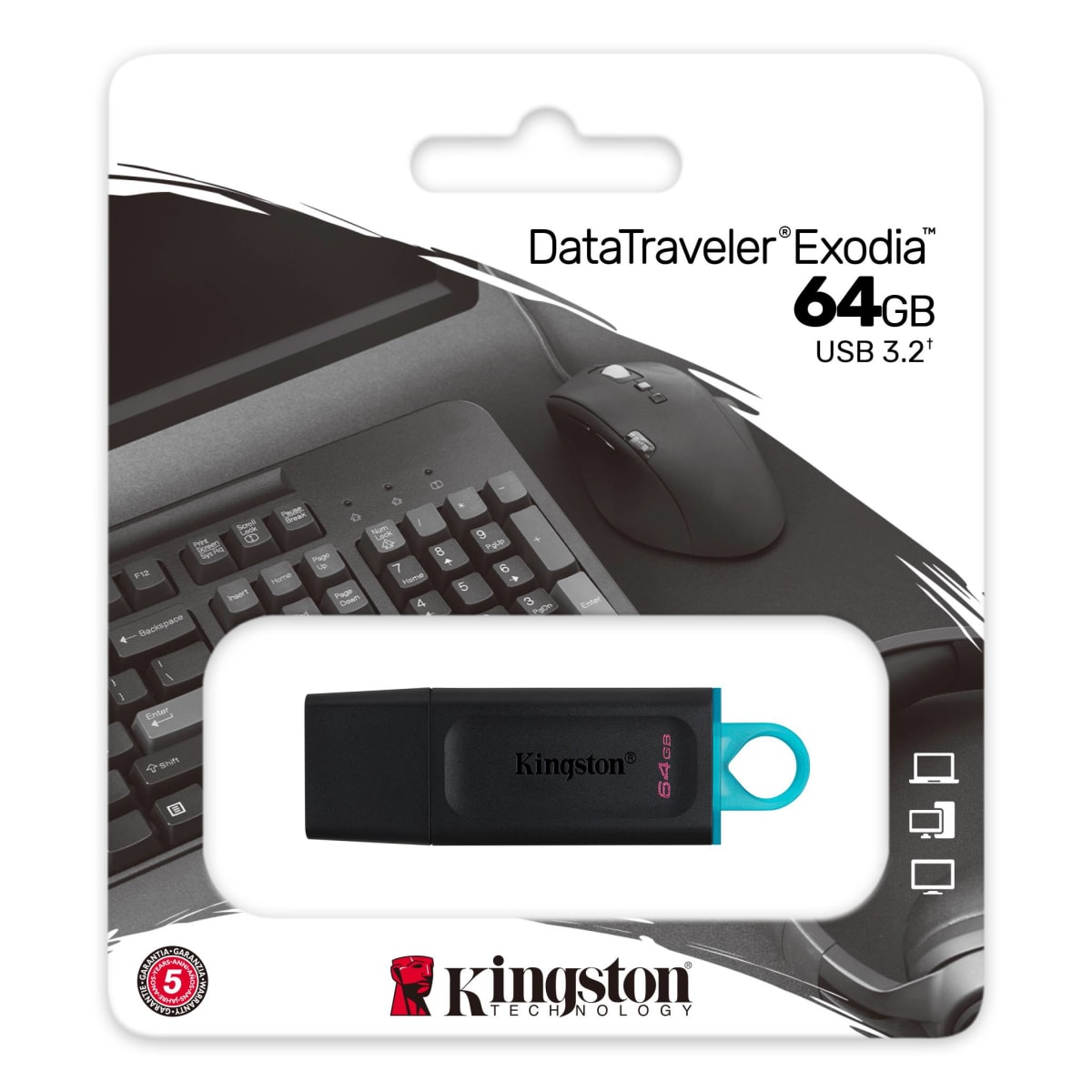 MEMORIA USB KINGSTON DATATRAVELER EXODIA 64GB (DTX/64GB) USB 3.2 GEN.1 / BLACK-CELESTE2