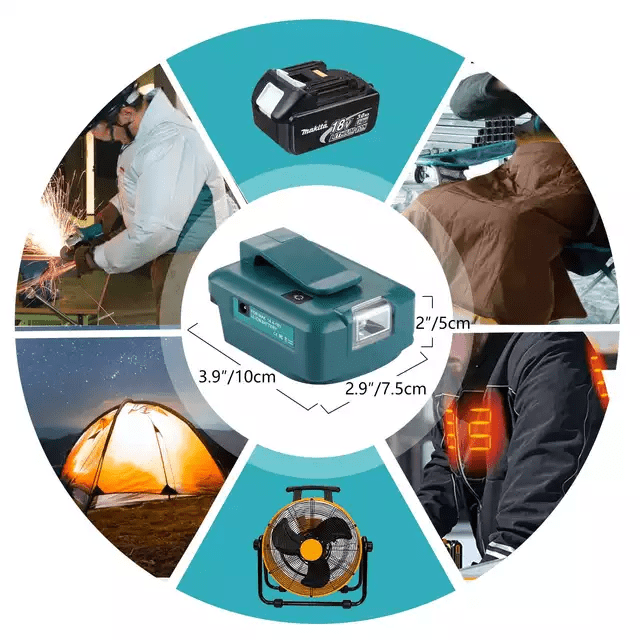 ADAPTADOR USB PARA CARGA CELULAR 5V 2.1A + LINTERNA PARA MAKITA ADP05BMKT1