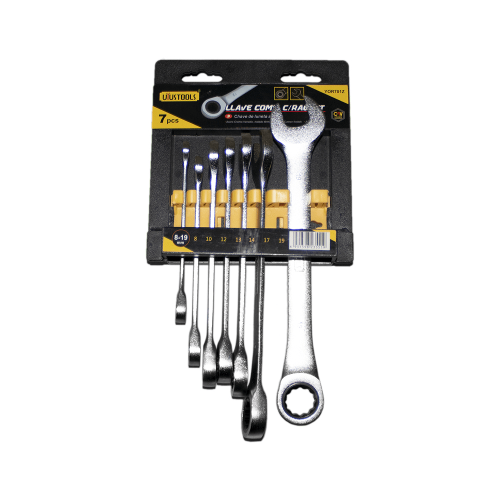 LLAVE MIXTA CON RACHET 7PCS 8-19MM UYUSTOOLS1