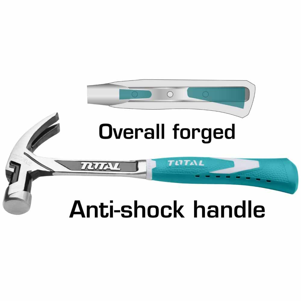 MARTILLO DE UÑA INDUSTRIAL TOTAL 560GRS ACERO THT71432062