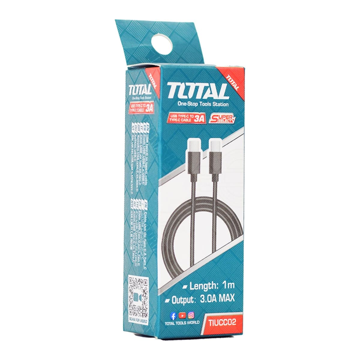 CABLE USB TIPO C/C 1M 3A PARA CARGADOR S12 - TIUCC022