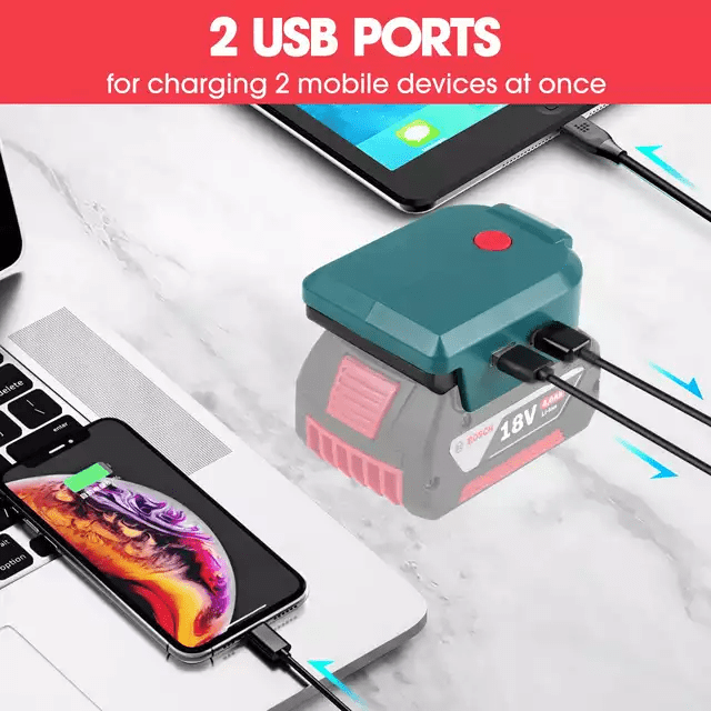 ADAPTADOR USB PARA CARGA CELULAR 5V 2.1A + LINTERNA PARA BOSCH BS070BCH1