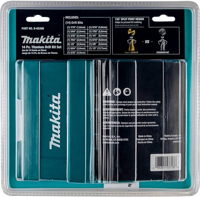JUEGO DE BROCAS DE TITANIO IMPACT GOLD DE 14 PIEZAS, VÁSTAGO HEXAGONAL DE ¼” - B-653991
