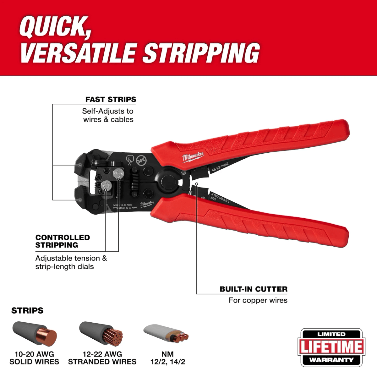 PELACABLE Y CORTADOR AUTOAJUSTABLE MILWAUKEE  / 48-22-30821