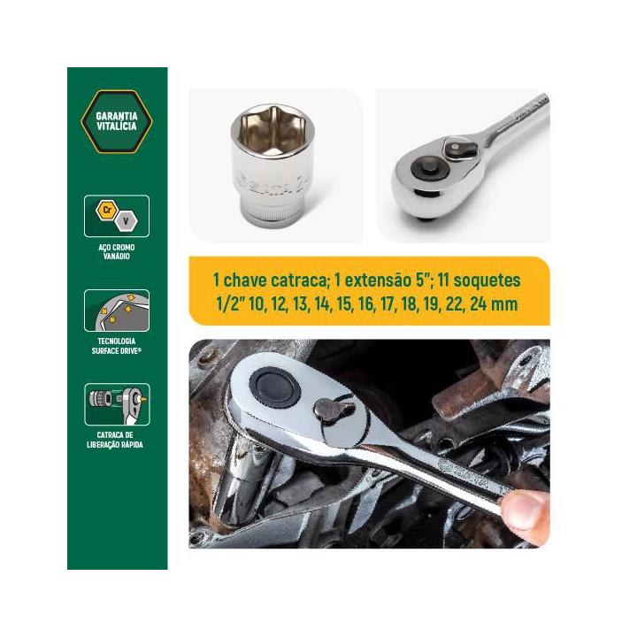 Juego de 13 piezas de llave y dados 1/2