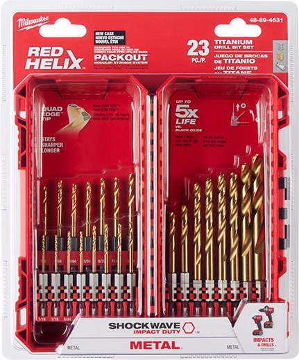 JUEGO DE BROCAS DE TITANIO SHOCKWAVE IMPACT DUTY RED HELIX (23 PIEZAS)/MILWAUKEE 48-89-46312