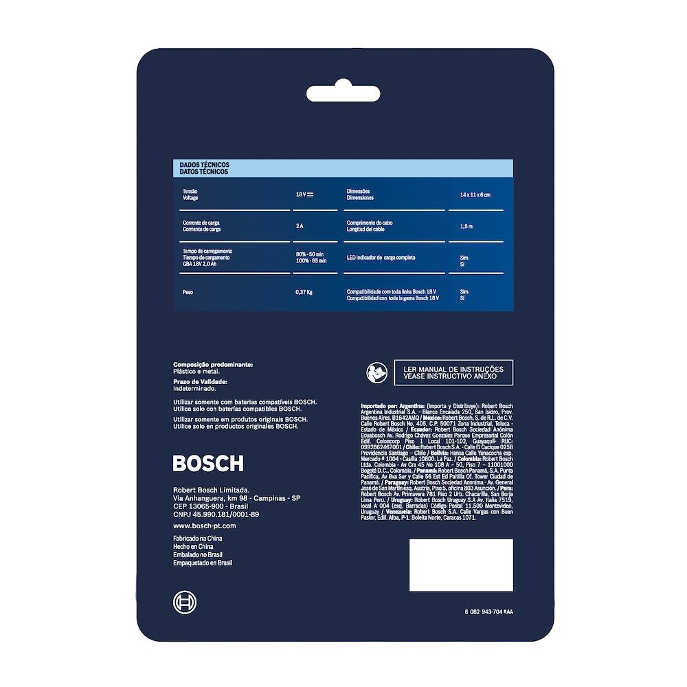 CARGADOR PARA BATERIAS GAL 18V-20 BIVOLT BOSCH1