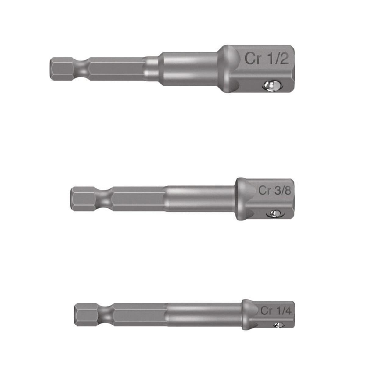 JUEGO DE 3 ADAPTADORES PARA DADOS DE 1/4, 3/8 Y 1/21