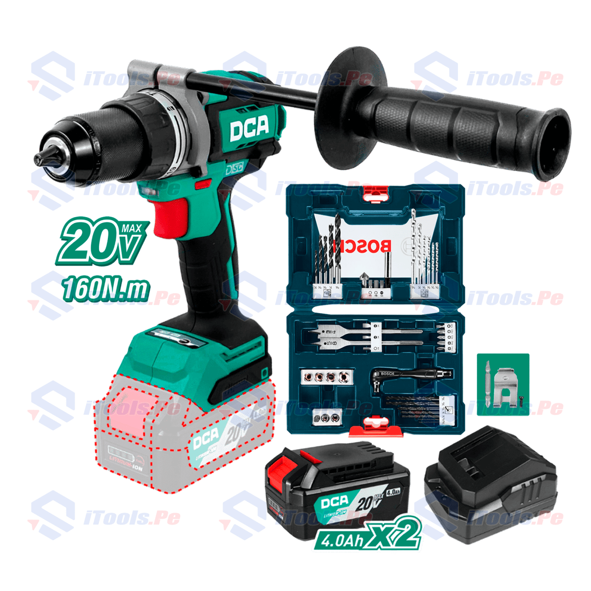 KIT TALADRO 160 NM DCA + SET ACCESORIOS X LINE BOSCH1