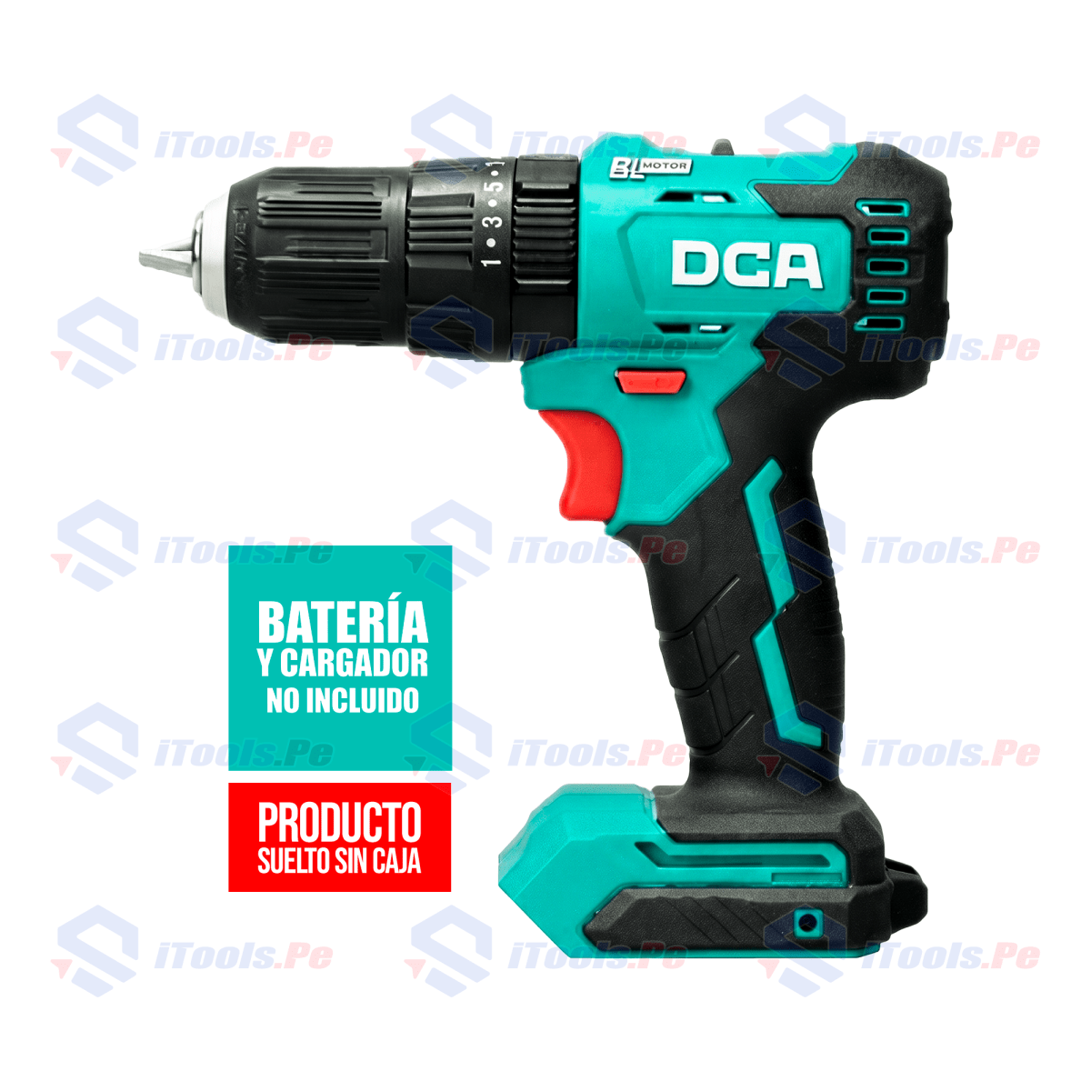 TALADRO PERCUTOR ATORNILLADOR INALÁMBRICO 20V CABEZAL S/CAJA DCA1