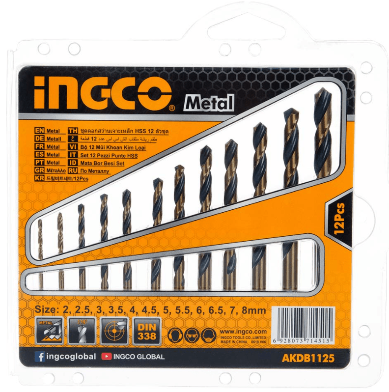 SET DE 12 BROCAS HSS PARA METAL INGCO AKDB11251