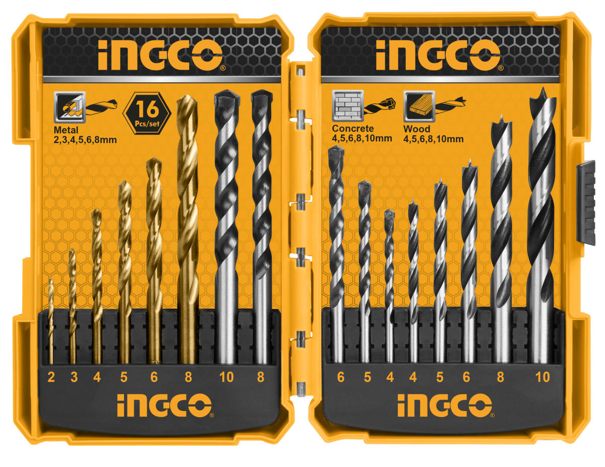 SET DE BROCAS COMBINADO 16 PCS. METAL CONCRETO MADERA INGCO AKDL116011