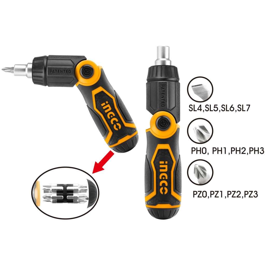 DESARMADOR ARTICULABLE E INTERCAMBIABLE 13 EN 1 INGCO AKISD12081