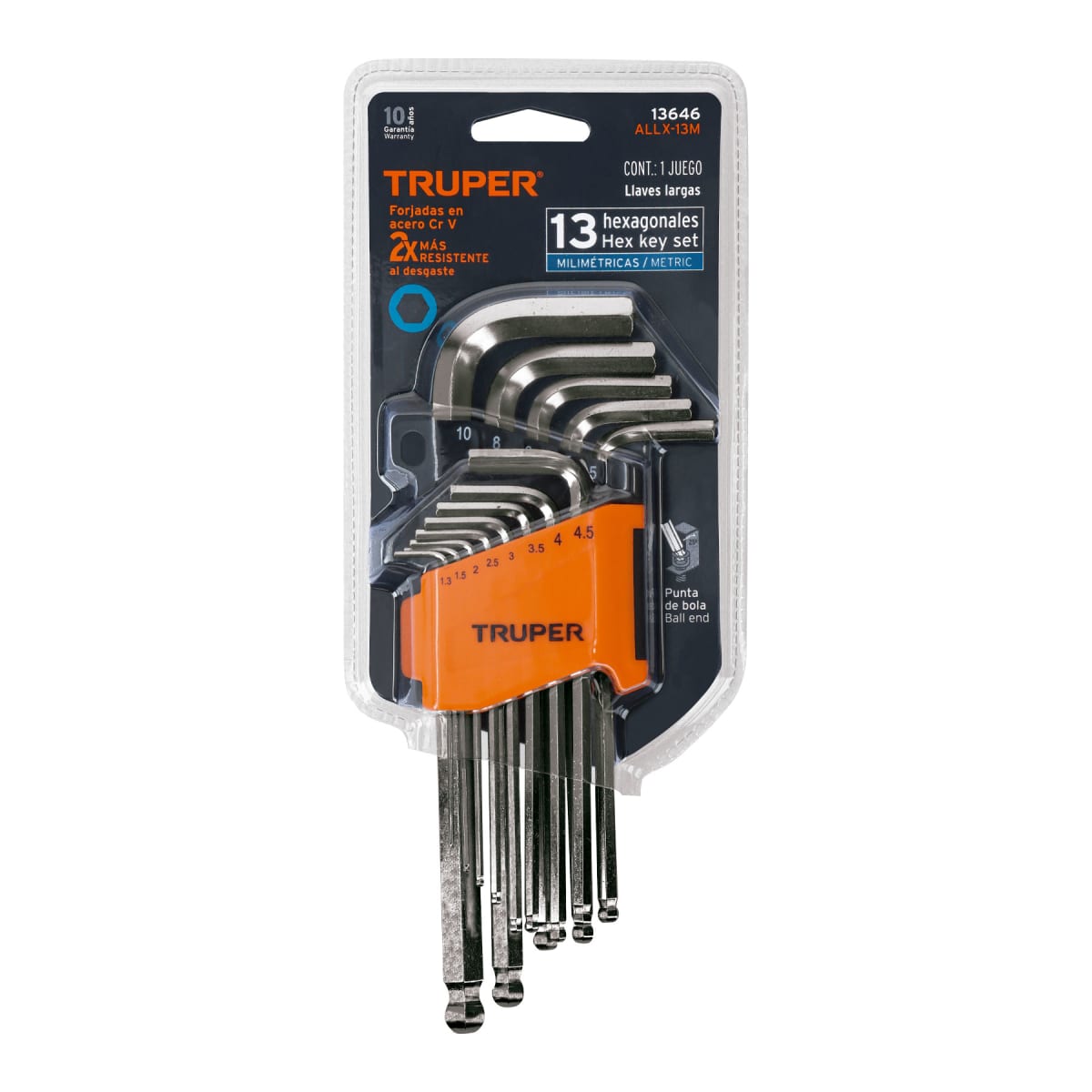 JUEGO DE 13 LLAVES HEXAGONALES LARGAS MM PUNTA BOLA TRUPER2