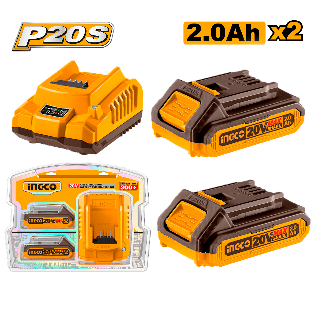 SET X2 BATERIA 20V 2AMP + 1 CARGADOR INGCO FBCPK12221