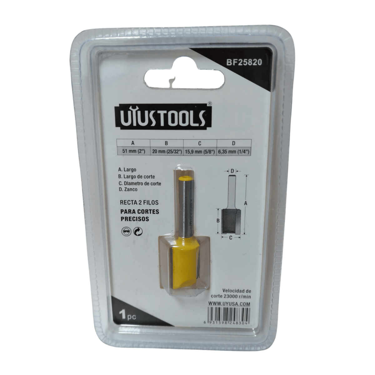 BROCA FRESA RECTA DE DOS FILOS 5/8