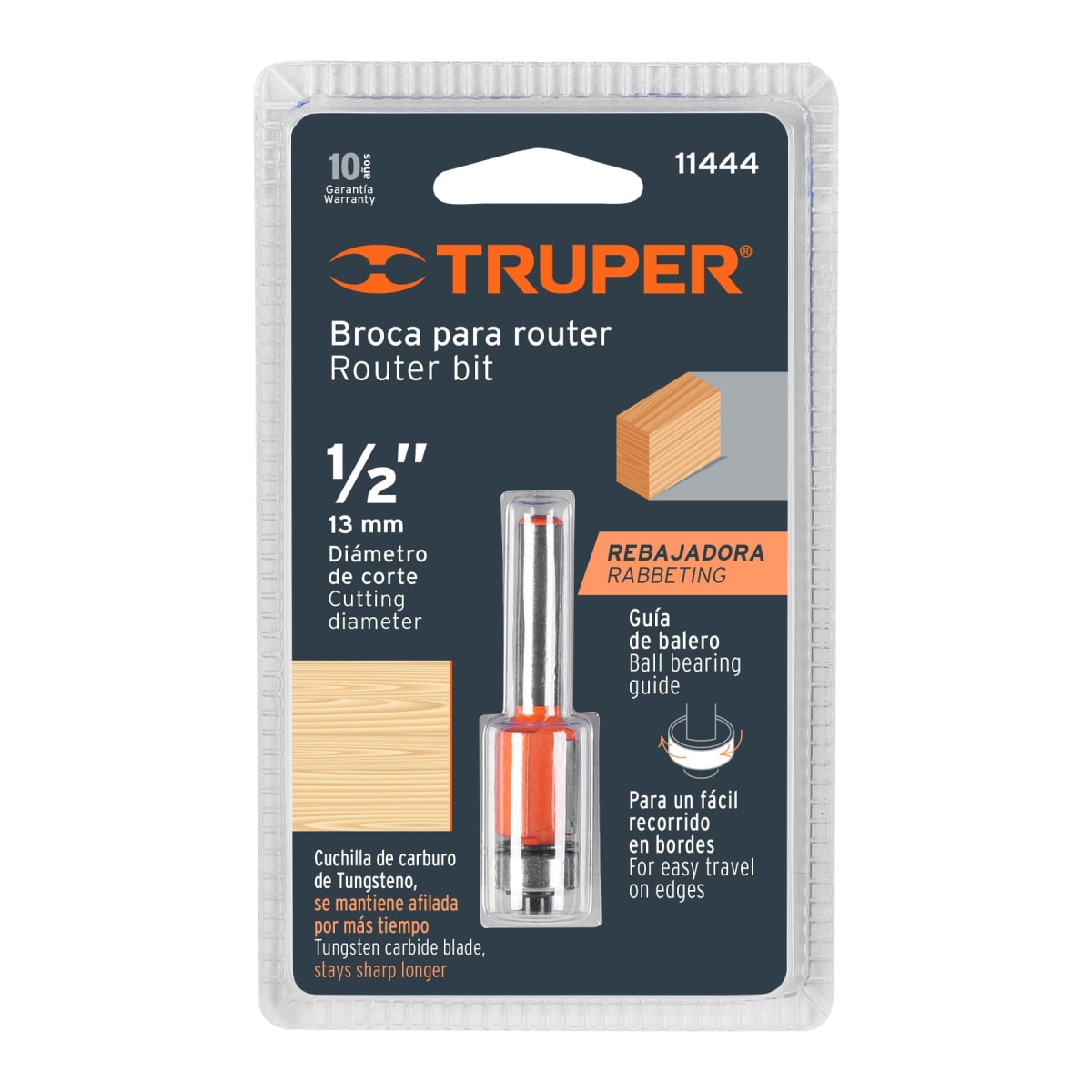 FRESA CORTE RECTO, 1/2 CON RODAJE, TRUPER 114441