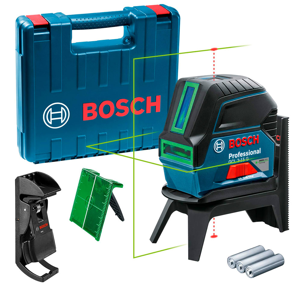NIVEL LÁSER DE LÍNEAS VERDES 15 M CON PUNTOS BOSCH GCL 2-15 G8