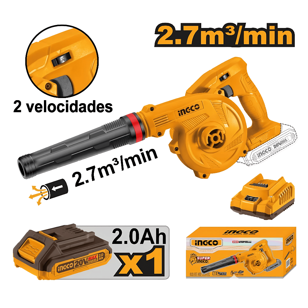 SOPLADORA P20S 20V CON BATERIA Y CARGADOR CABLI200181 INGCO1