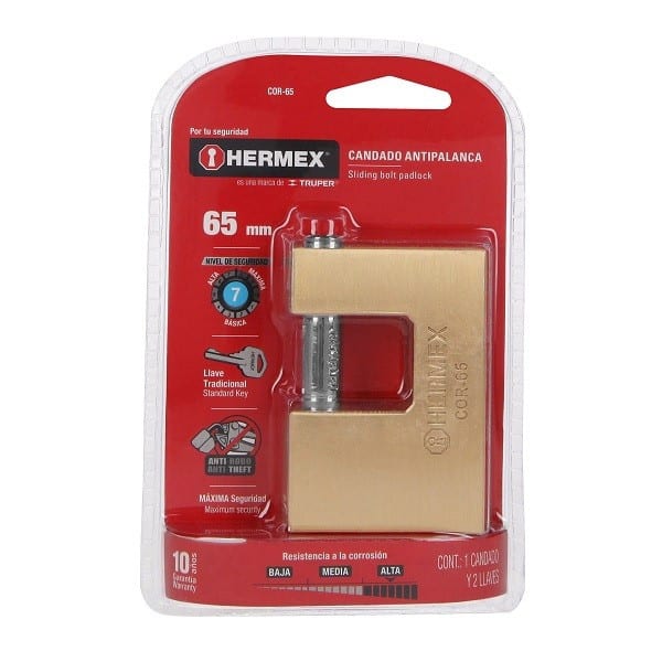 CANDADOS ANTIPALANCA 65MM S7 2LLAVES HERMEX 433561