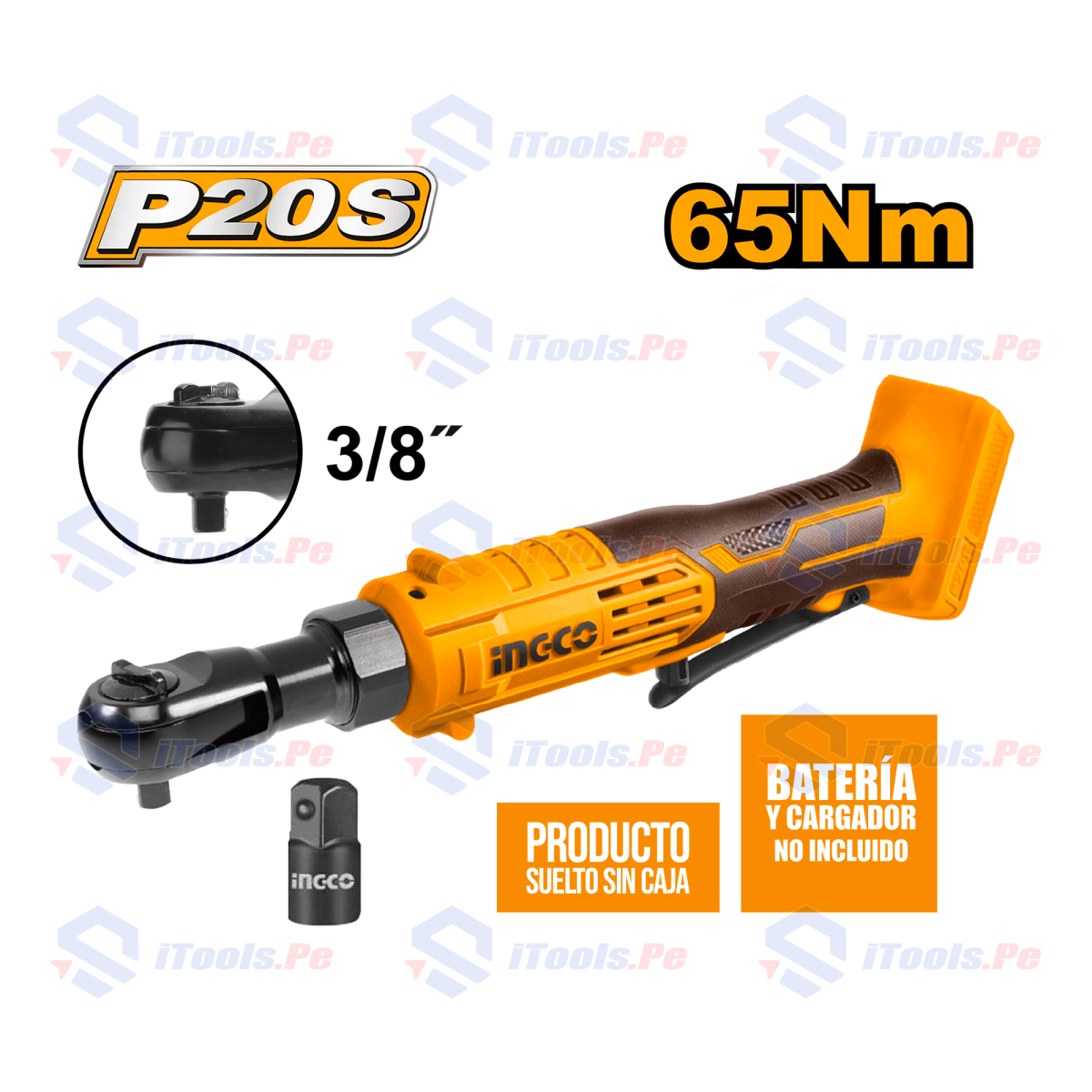 LLAVE RATCHET INALÁMBRICA INGCO 20V 65NM 3/8