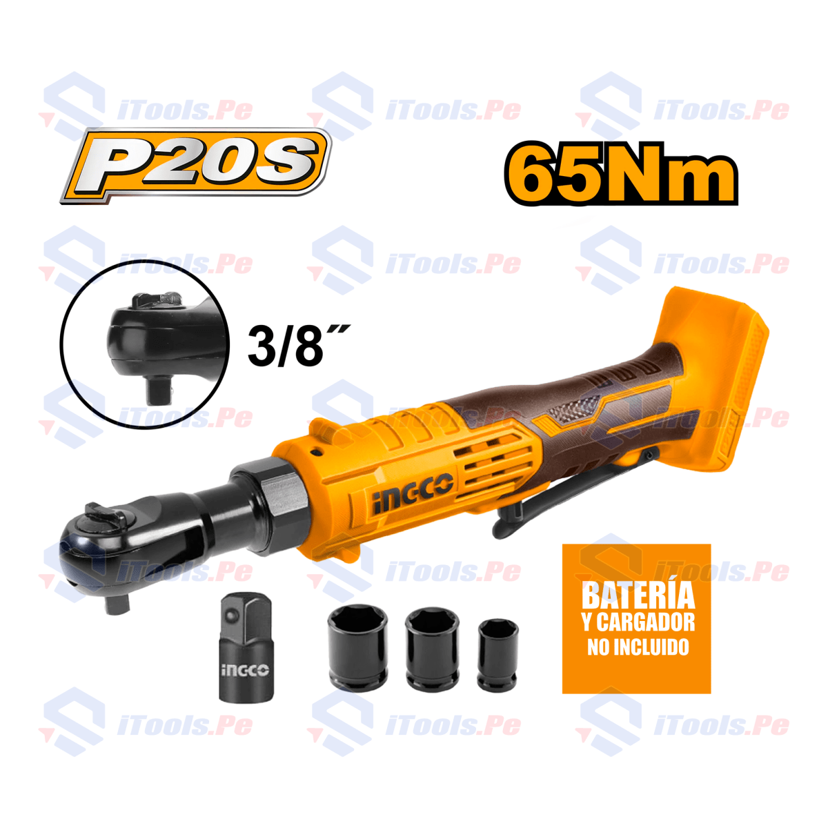LLAVE RATCHET INALÁMBRICA INGCO 20V 65NM 3/8